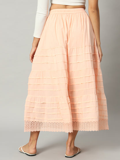 Lace-Trimmed Pleated Skirt