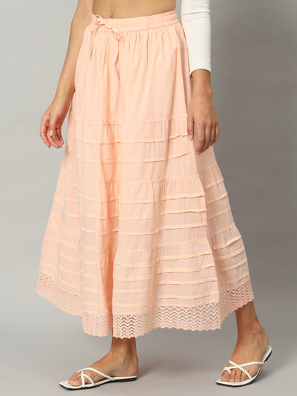 Lace-Trimmed Pleated Skirt