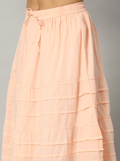 Lace-Trimmed Pleated Skirt